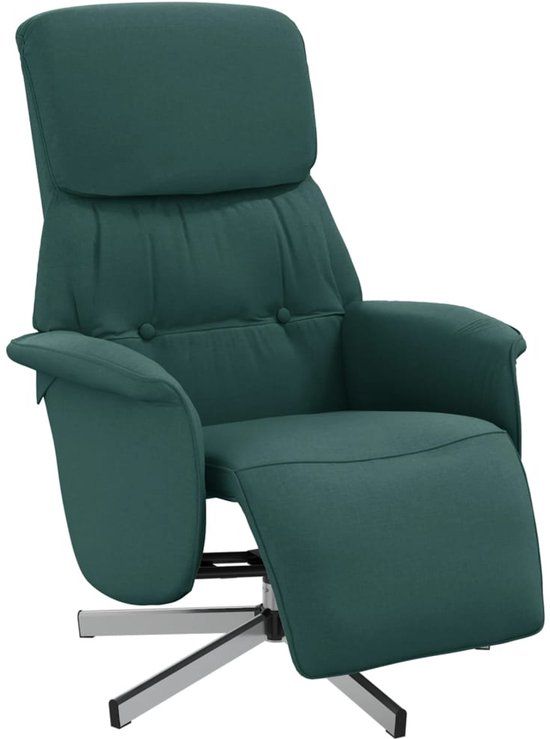 vidaXL Fauteuil verstelbaar met voetensteun stof donkergroen