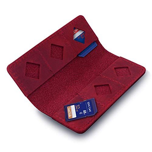MegaGear SD Card Holder, Leather, Red