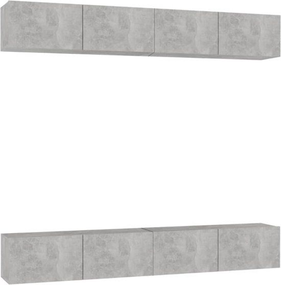 vidaXL Tv-meubelen 4 st 100x30x30 cm bewerkt hout betongrijs