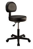 Master Massage Backrest Zwenkkruk met in hoogte verstelbare rugleuning, zwart