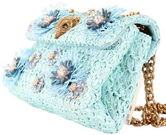 Kurt Geiger London Raffia Mini Kensington Schoudertas Dames Lichtblauw