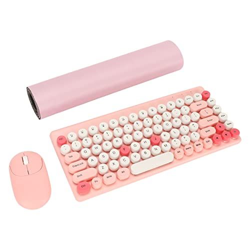 FOFY Draagbare Draadloze Toetsenbord Muis Combo Mini Draadloze Toetsenbord Muis Combo Retro Leuke Stille 24g Draadloze Verbinding Voor Thuis Wit Groen