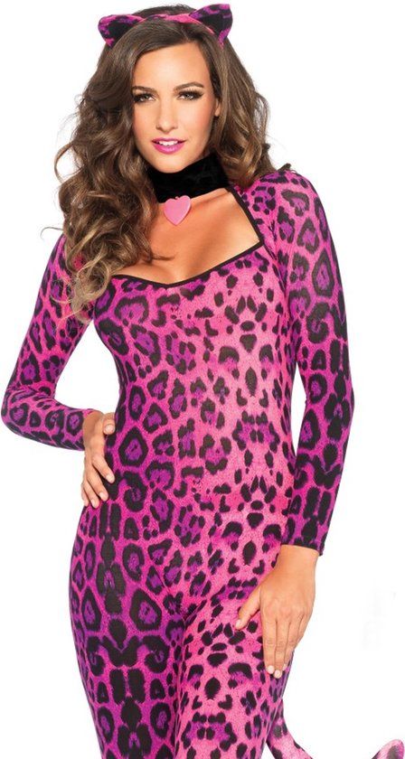 Pretty Pink Cougar Catsuit - L - Women