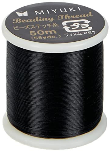 RAYHER 89300576 rijgaren voor rocailles, zwart, spoel 50 m, dikte 0,27 mm ø, ideaal voor Delica-Rocailles 1,6 mm, parelrijgaren 100% nylon, extreem dun en scheurvast