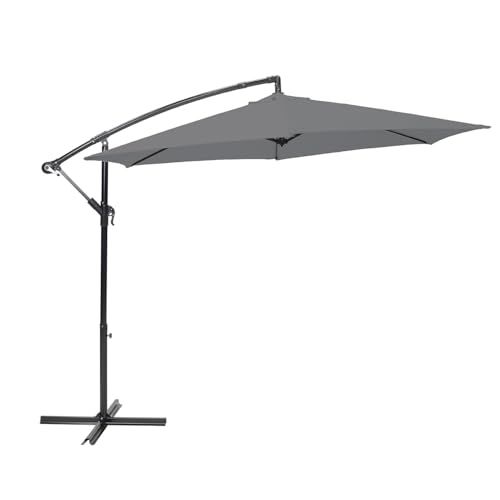 Brixy Zweefparasol - 300CM - Antraciet - Waterdicht - Verstelbare Hoogte - Incl. Kruisvoet