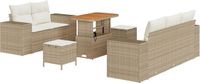 vidaXL Tuinbank Set Beige/Crèmewit Poly Rattan 179 cm Breed