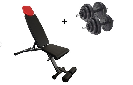 Viking Choice Sportbank met halter set - verstelbaar - 20 kg - Zwart/Rood