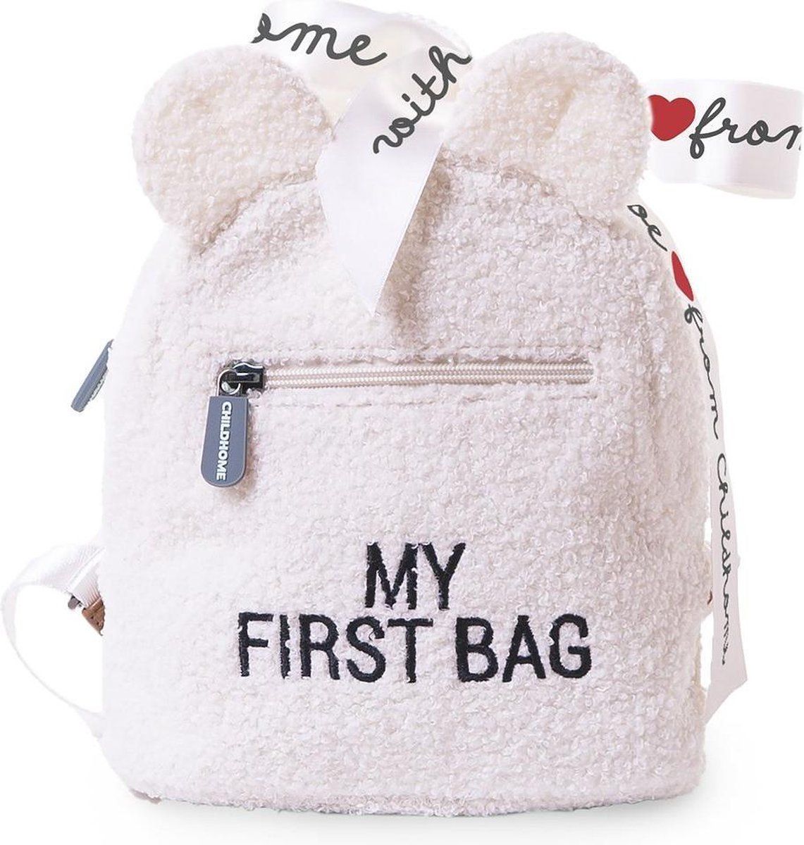 Childhome CWKIDBTW Rugzak voor kinderen Teddy Ecru - Schooltas - Waterafstotend - 20x8x24 cm