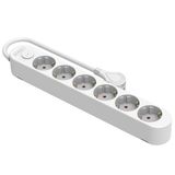 Silver Electronics Protek Plus stekkerdoos met 6 stopcontacten met schakelaar, 1,5 m, IP20, wit