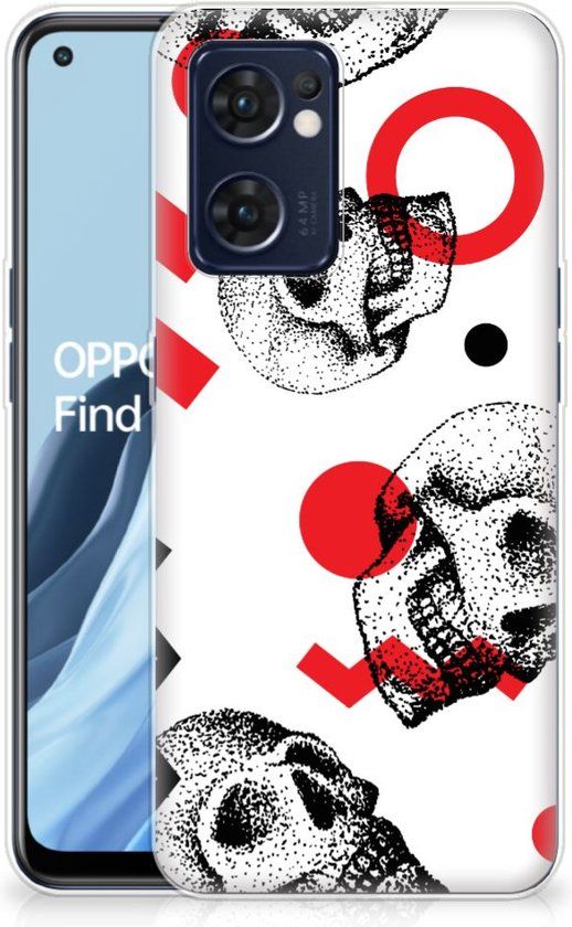 B2Ctelecom GSM Hoesje OPPO Reno 7 5G / Find X5 Lite TPU Bumper Skull Red