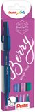 Pentel Sign Pen Brush Touch, kartonnen etui met 4 stuks: donkerblauw, paars, rose en turquoise