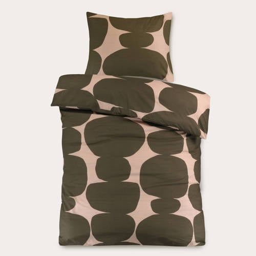NOUS Kids katoenen dekbedovertrek 1-persoons (140x200 cm) Bruin Stip