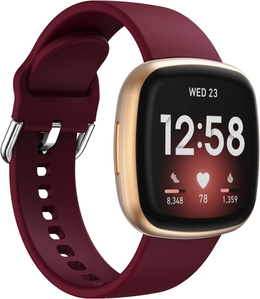 Intercella Siliconen bandje - geschikt voor Fitbit Versa 3/Versa 4/Sense/Sense 2 - bordeauxrood