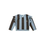Riffle Amsterdam gestreepte sweater met ruches - donkerbruin/lichtblauw