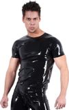 Merkloos / Sans marque LateX – Latex Shirt Klassieke Vorm Korte Mouwen Maat 2XL Zwart