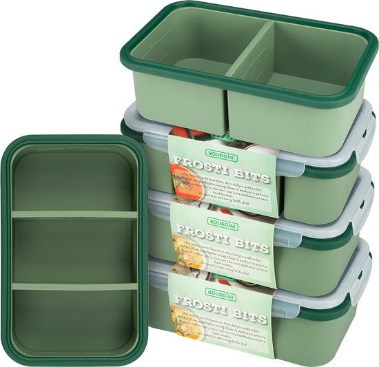 Bourgini Frosti Bits – Meal Prep diepvriesbakjes set – 5 Siliconen Meal Prep bakjes – Lekvrij – BPA-vrij
