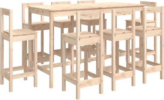 vidaXL 9-delige Barset massief grenenhout