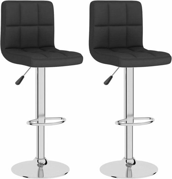 vidaXL Barkrukken - Set van 2 - Stof - Zwart