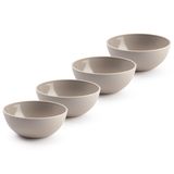 Plasticforte Kommetjes/Schaaltjes - 4x - Dessert/Ontbijt - Kunststof - D12 x H5 cm - Taupe