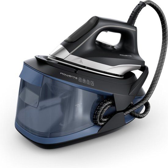 Rowenta VR8325 Turbosteam stoomstrijkijzer, 2600 watt, 120 g/min, constante stoom, 350 g/min, snelverwarmend, waterreservoir van 1,7 liter, antikalksysteem, eco-modus, zwart/blauw