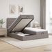 vidaXL Lit plateforme avec matelas et éclairage LED, couleur taupe, 200 x 200 cm, revêtement en tissu
