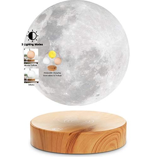 VGAzer Drijvende maanlamp - 3D maanlicht - Houten basis - Kamerdecoratie - Nachtlampje - Bureau tech-speelgoed