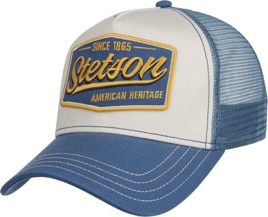 Stetson Trucker Cap Vintage Blauw Wit Geel