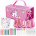 Trousse à crayons fille - 48 pièces - Licorne - Marqueurs, crayons de couleur et autocollants