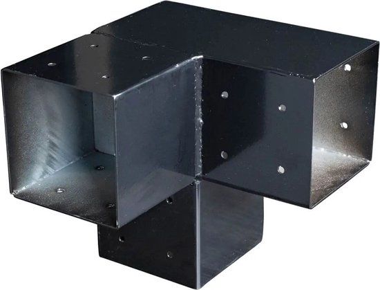Tuindeco - Paalverbinder - 3-weg - 12 x 12 cm - Hoek - Zwart