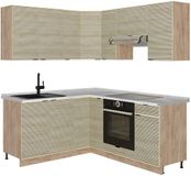 Vicco Hoekkeuken Fame-Line, Eiken paneel/Goudkleurig Eiken, 190 x 160 cm, WB Marmer