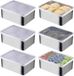 Merkloos Set van 6 Inox Voedselbewaarcontainers met Deksel - 13.5x10.5x5.5cm