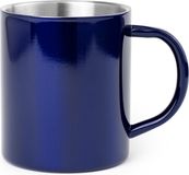 Merkloos / Sans marque Luxe drinkbeker/koffiemok - metallic blauw - 280 ml - RVS - glitter and glamour