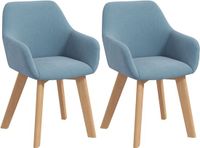 Homcom Eetkamerstoel - Polyesterstof met fluweeleffect - 54x57x80cm - Blauw