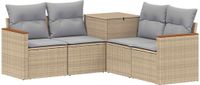 vidaXL Bankstel 2 zitplaatsen Beige en Lichtgrijs Poly Rattan en Staal
