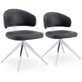 SEEDWAVE Lot de 2 chaises de salle à manger pivotantes avec dossier | Hauteur d'assise de 45 cm, cuir synthétique, structure en métal à quatre étoiles et charge maximale de 150 kg