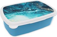 MuchoWow Broodtrommel - Blauw Marmerlook - Lunchbox - 18x12x6 cm - BPA-vrij