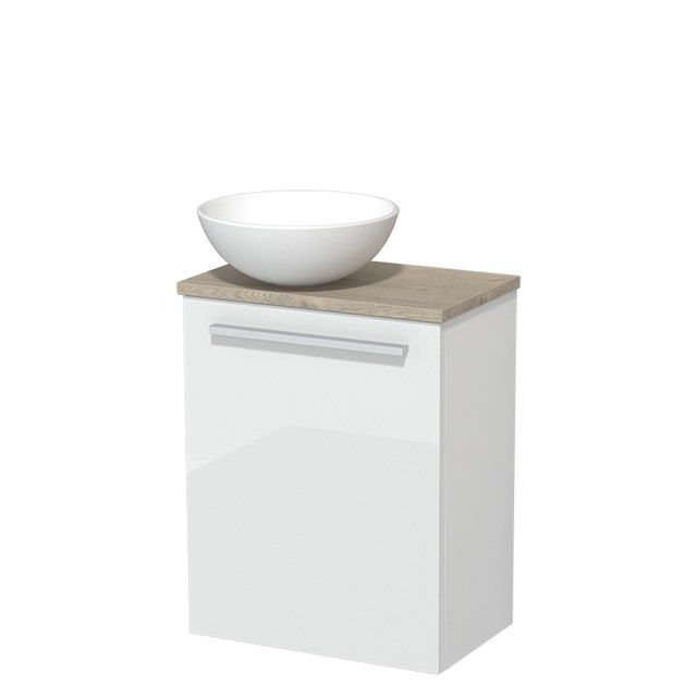 Maxaro Modulo Toiletmeubel - 41 cm - Hoogglans Wit - Lichtgrijs Eiken