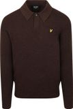 Lyle & Scott Longsleeve Poloshirt Lamswol Bruin - Maat L - Heren