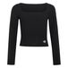 ADIDAS ORIGINALS Shirt 'SLIM FRONT SQUARE COLLAR LONGSLEEVE' zwart / wit