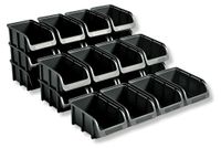Boîte de rangement boîte empilable set 24 pièces - Polypropylène - 164 x 102 x 75 mm - Taille 2 - Noir