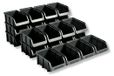 Boîte de rangement boîte empilable set 24 pièces - Polypropylène - 164 x 102 x 75 mm - Taille 2 - Noir