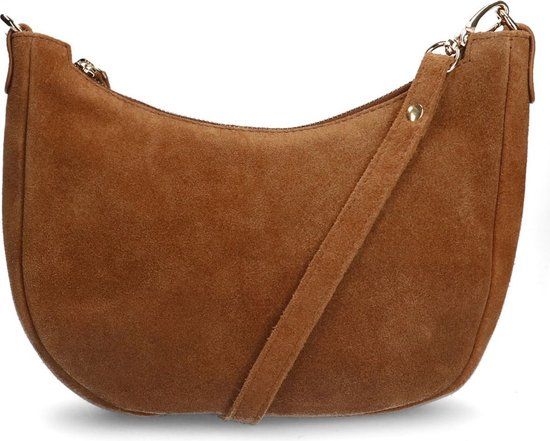 Manfield Cognac suède schoudertas