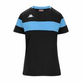 Kappa Kinder Sportshirt Dareta Zwart/Blauw Polyester Korte Mouw Colorblock Unisex 128/140