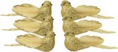 Decoris ornements d'arbre de Noël oiseaux sur clip - 6x pc - or - mousse - 11 cm
