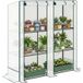 Mini-serre à 3 niveaux avec étagère, bâche en plastique résistante aux UV, portable, porte enroulable, 144 x 48 x 152 cm, blanche
