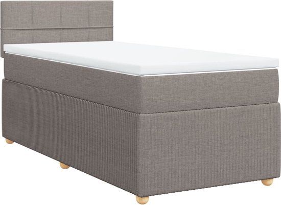 vidaXL Boxspring met matras stof taupe 90x190 cm