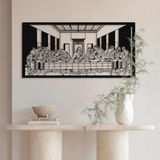 Stijlvol zwart decoratief metalen wandaccessoire, 46 x 95 cm, 100% staal, 1,2 mm dik, duurzaam en elegant design voor thuis- of kantoordecoratie