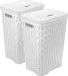 Hega Hogar Panier à linge avec couvercle Rotin - 2x - blanc