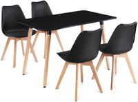 IDIMEX Eethoek SHANNON/ABBY met tafel en 4 stoelen – Zwart