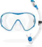 CRESSI F-Dual + Supernova Dry Combo - Unisex duikmasker, F-Dual randloos en droog snorkelen voor snorkelen en duiken, kleurhelder/blauw, eenheidsmaat